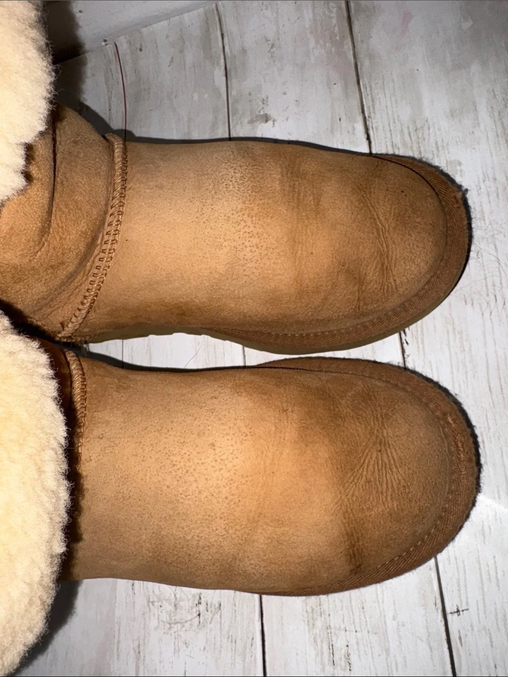 UGG Chestnut Shearling Cuff Short Winter Boots pre-owned size 9 women’s - Picture 4 of 9